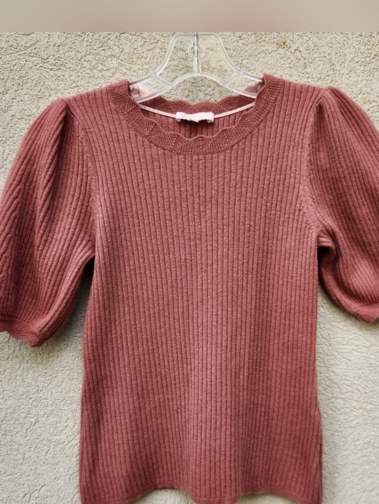 Rebecca Taylor Sweaters - REBECCA TAYLOR Women's Sweater Small Mauve Woop Blend Puffed Sleeve Ruffled Neck